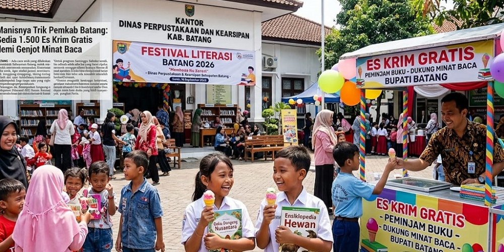 Dongkrak Budaya Baca, Pemkab Batang Bagikan Es Krim untuk Pengunjung Perpustakaan