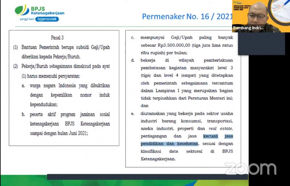 BPJamsostek bersama Dinas Ketenagakerjaan Batang Jelaskan Kriteria Calon Penerima BSU