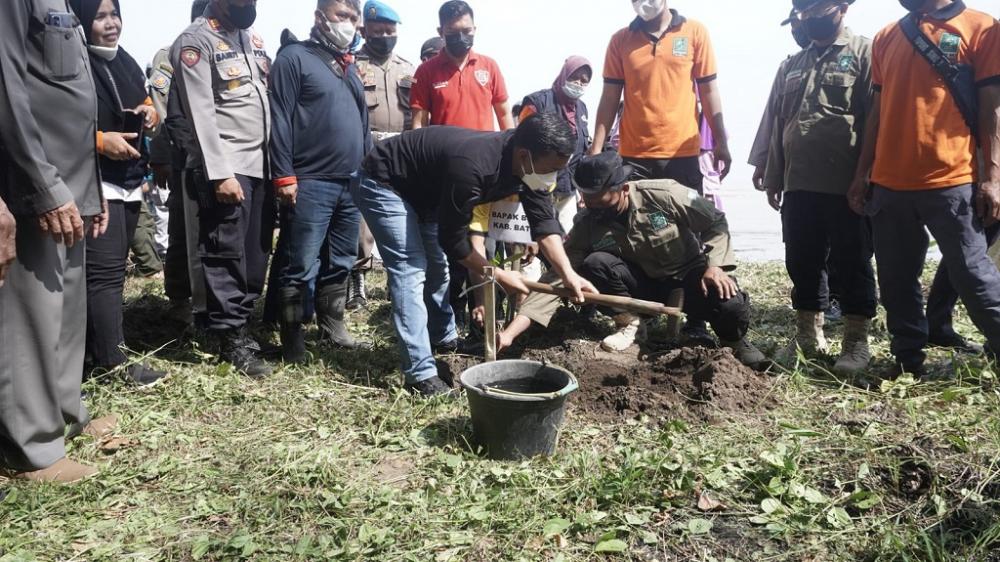 Bupati Batang Tanam Mangrove di Pantai Roban Timur Upaya Meminimalisir Abrasi Laut