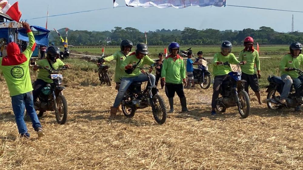 Ramainya Lomba Ojek Gabah Dengan Lintasan Sawah di Batang