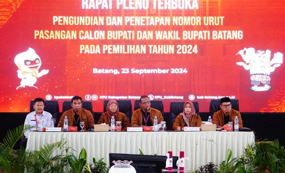 KPU Batang Undi Nomor Urut Paslon Bupati dan Wakil Bupati Batang