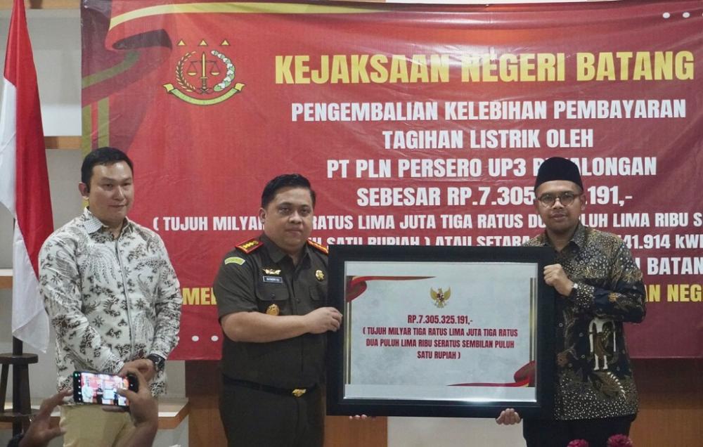 Kejari Berhasil Kembalikan Rp7,3 Miliar Kelebihan Tagihan Listrik ke Pemkab Batang