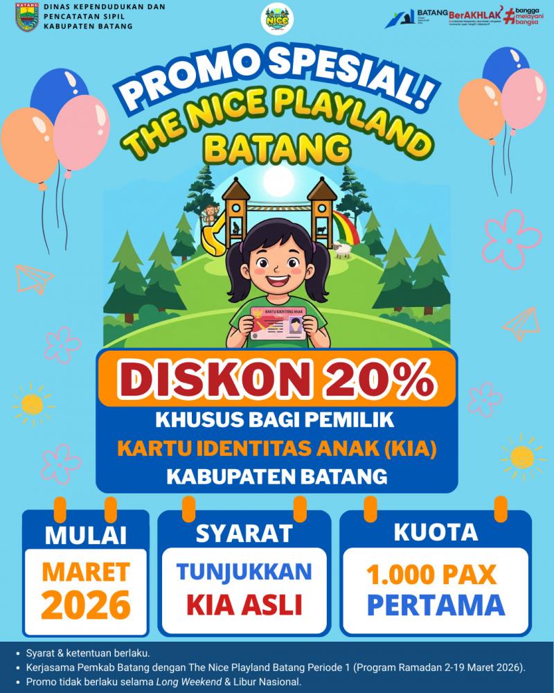 Kabar Gembira! Sekarang Pemilik KIA Dapat Diskon 20% di Nice Playland Batang