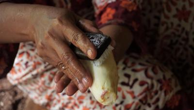 BERSIHKAN SISA KULIT SINGKONG