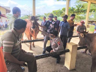 Tekan PMK, Polsek Limpung Blusukan Pasar Hewan