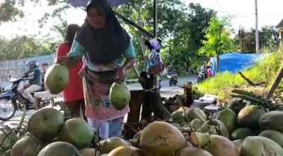 Pedagang Es Kelapa Muda di Batang Mampu Jual 100 Butir Sehari