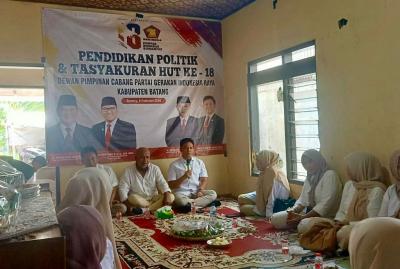 Peringati HUT Ke-18, Gerindra Batang Gelar Bakti Sosial dan Doa Bersama